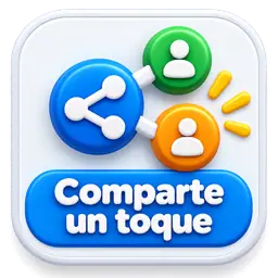 Icono de Comparte un toque con el símbolo de compartir y dos personas
